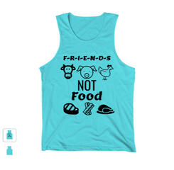 Turquose Vegan Tank Top "Friends, Not Food